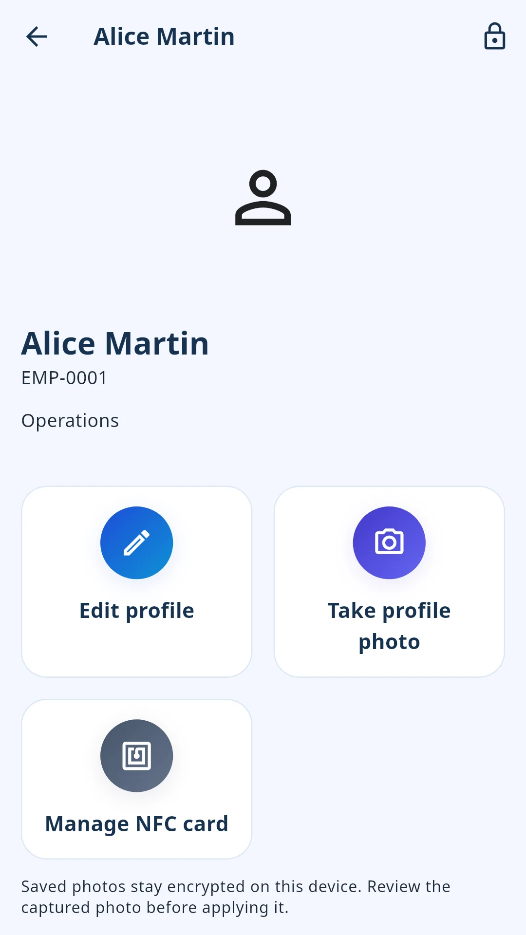 Staffly app screen — Staff management