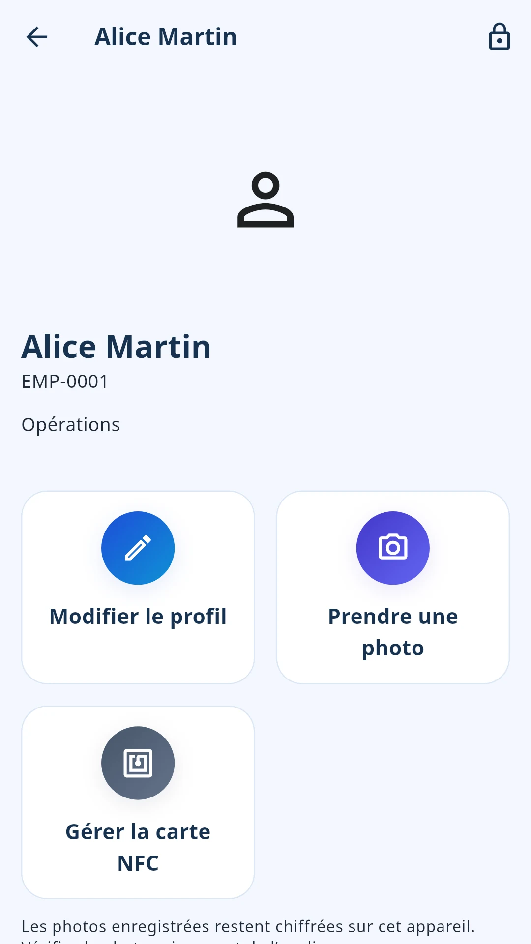 Écran de l’application Staffly — Gestion du personnel